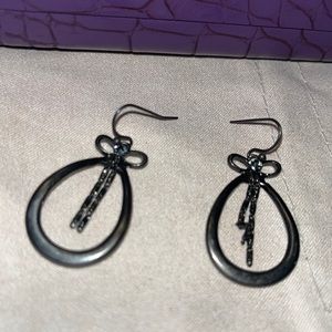 Rachel Roy gunmetal bow tie earrings